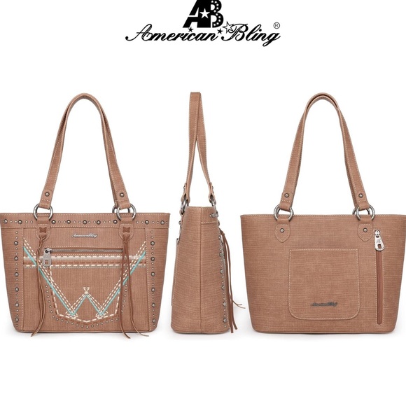 American Bling Shoulder Bags for Women Top-Handle Purse and Handbag 2 PCS Set - Picture 4 of 7